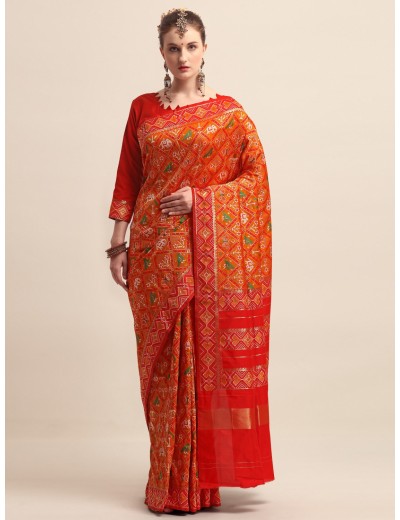 KAPAAHA Woven Figure Patola Saree (Mustard)